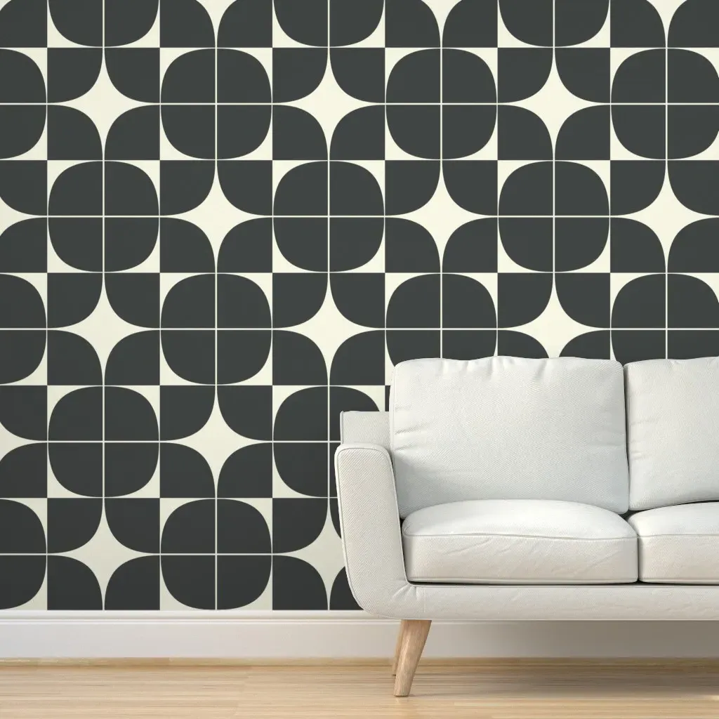 Arc Minimalist Cheater Quilt Peel & Stick Wallpaper - Charcoal product