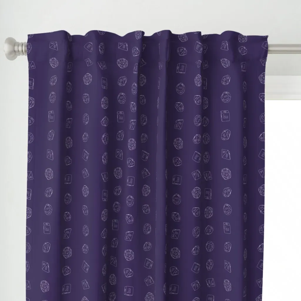 Arcane Dice Pattern Curtain Panel - White alternate view