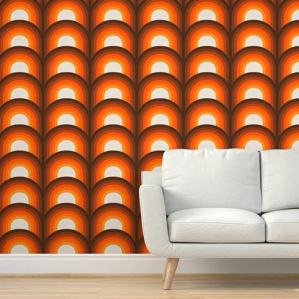 Arches Peel and Stick Wallpaper - Orange, White, Brown product