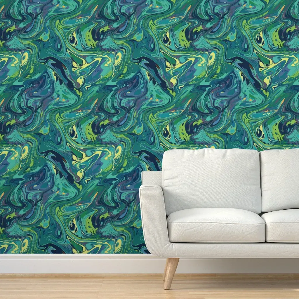 Arctic Breeze Marble Peel and Stick Wallpaper - Teal product
