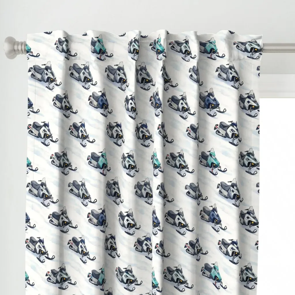 Arctic Trail Snowmobiles Curtain Panel - White alternate view