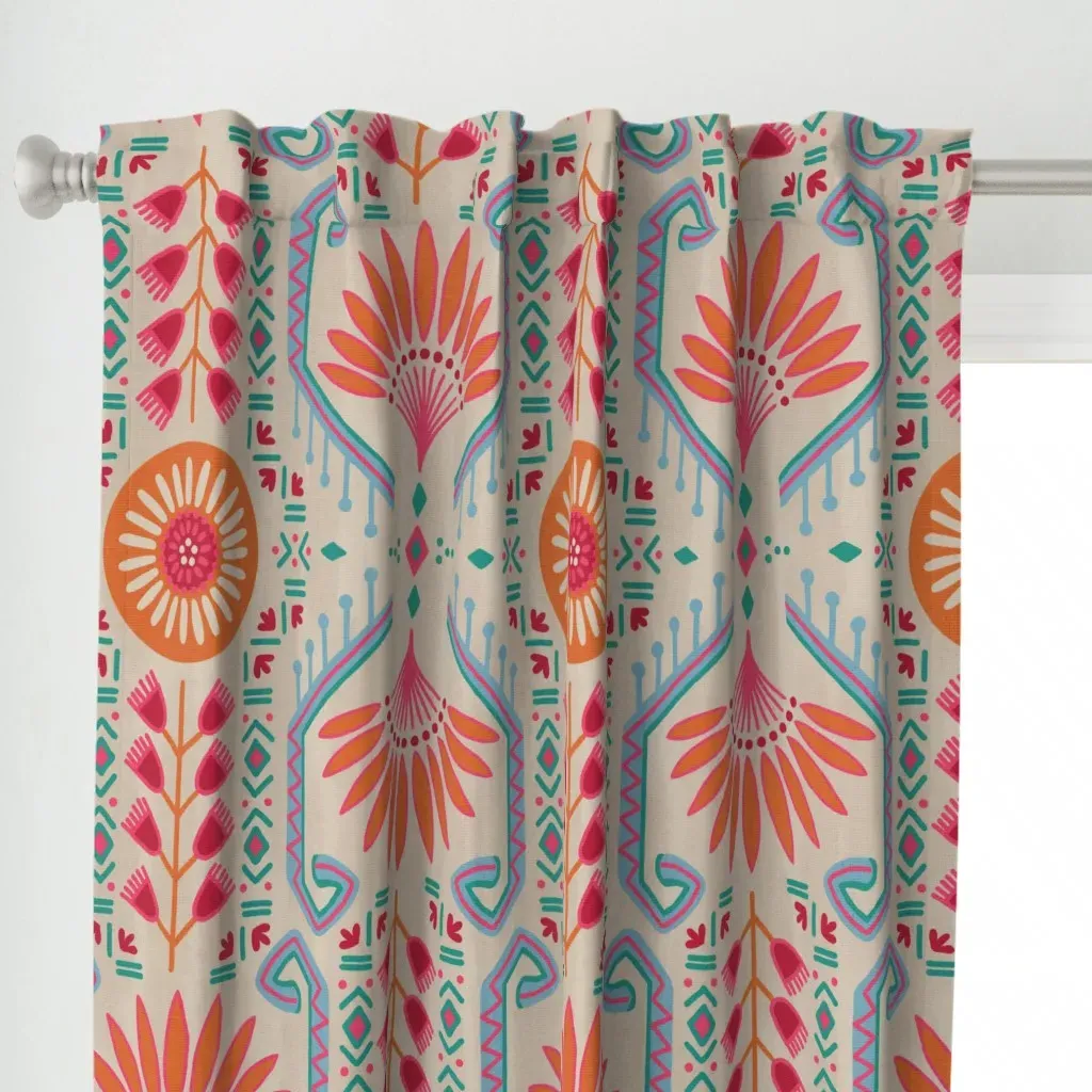 Areca Curtain Panel - Coral alternate view