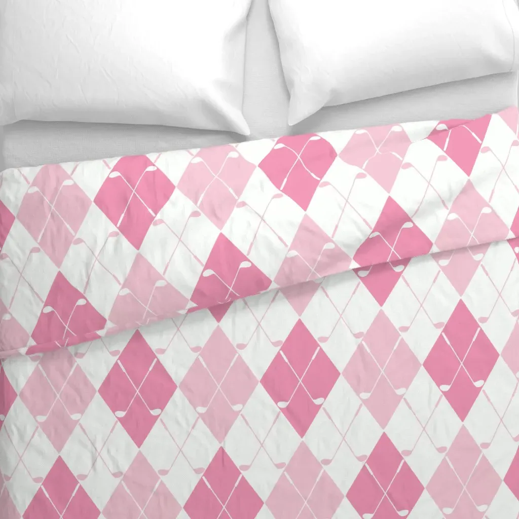 Argyle Golf Clubs Large Duvet Cover - Pink alternate view