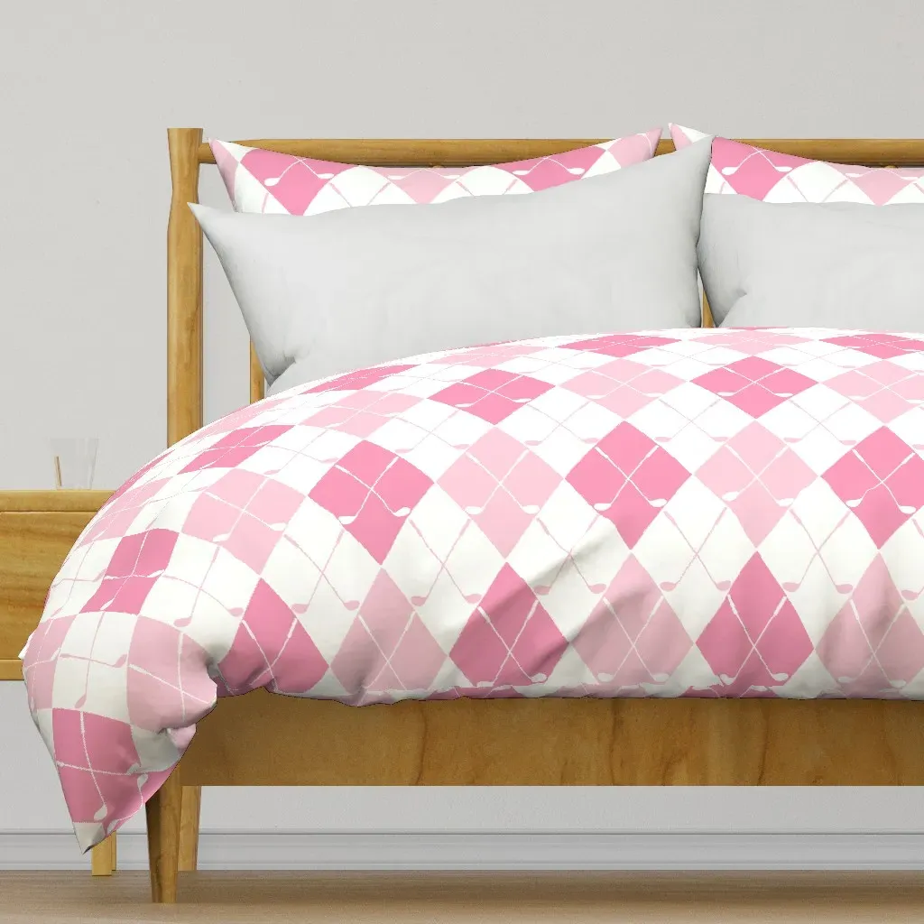 Argyle Golf Clubs Large Duvet Cover - Pink product