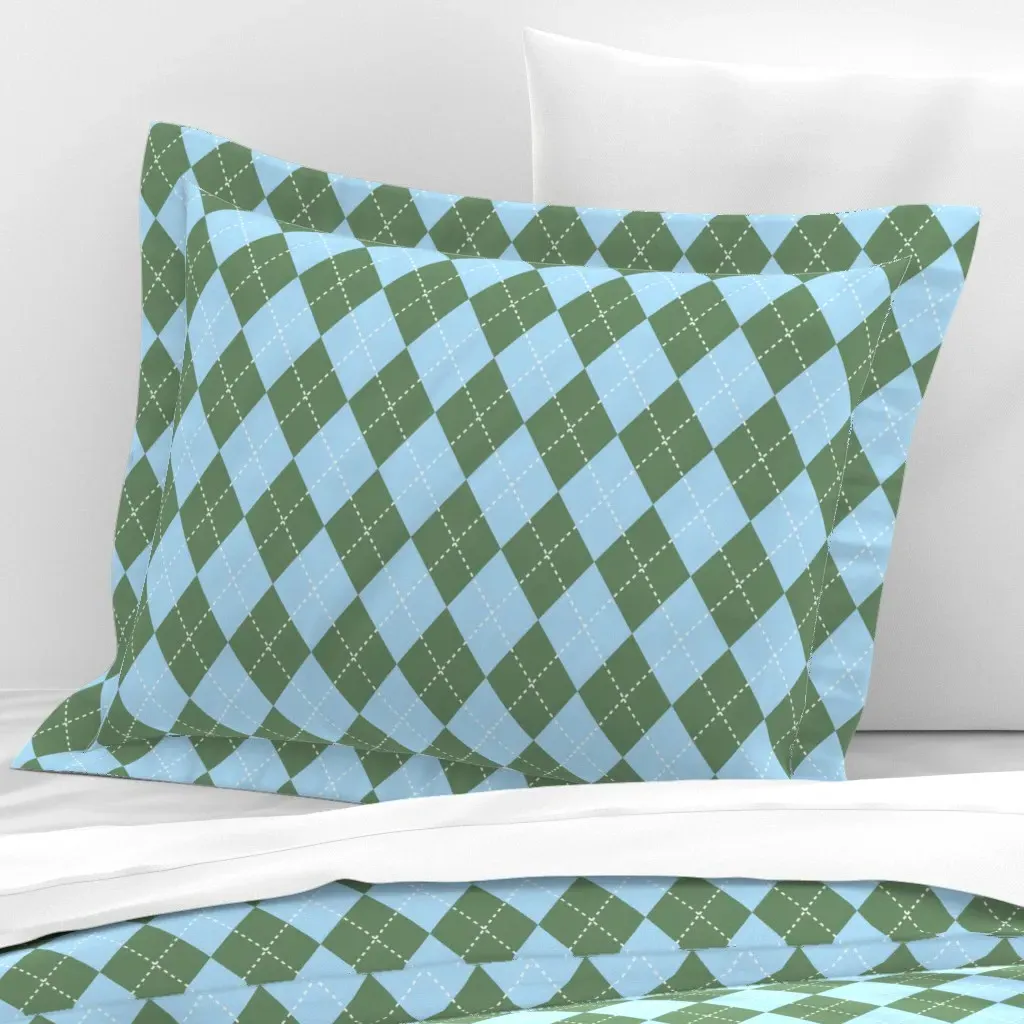Argyle Standard Flanged Cushion Cover - Light Blue, Cotton Sateen product