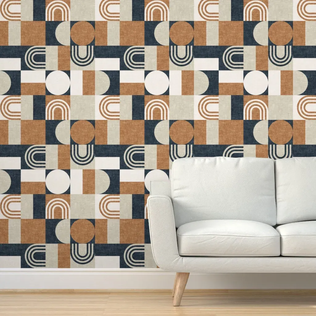 Aria Geometric Patchwork Peel and Stick Wallpaper - Blue product