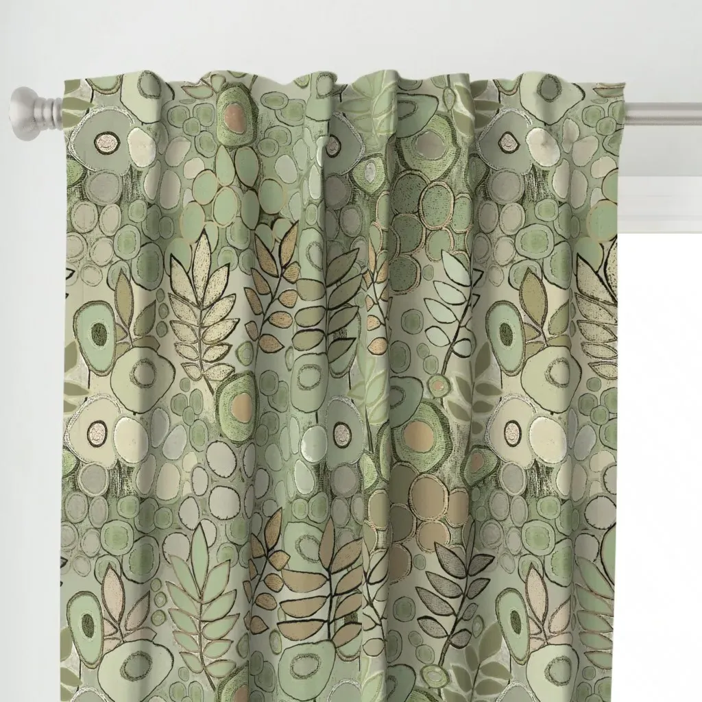 Arizona Garden Flowers Curtain Panel - Green alternate view