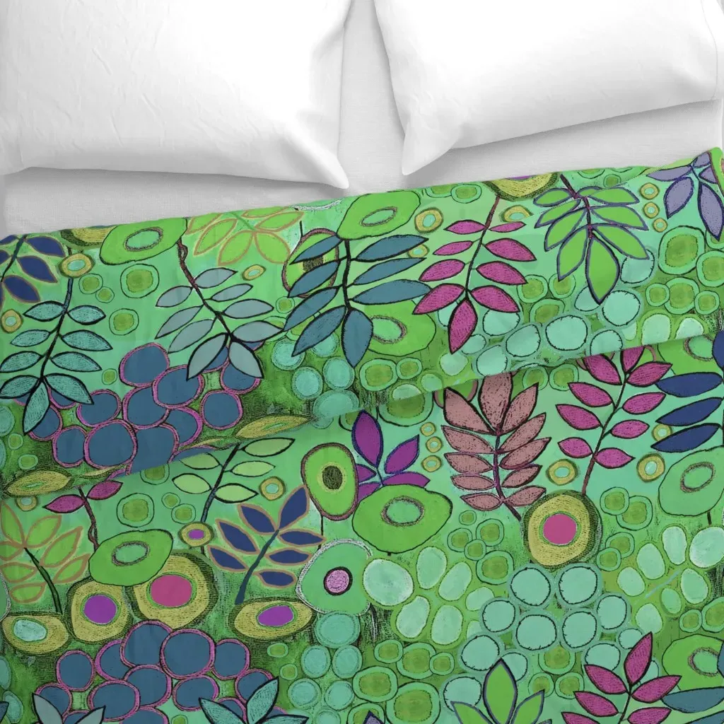 Arizona Garden Flowers Duvet Cover - Green alternate view