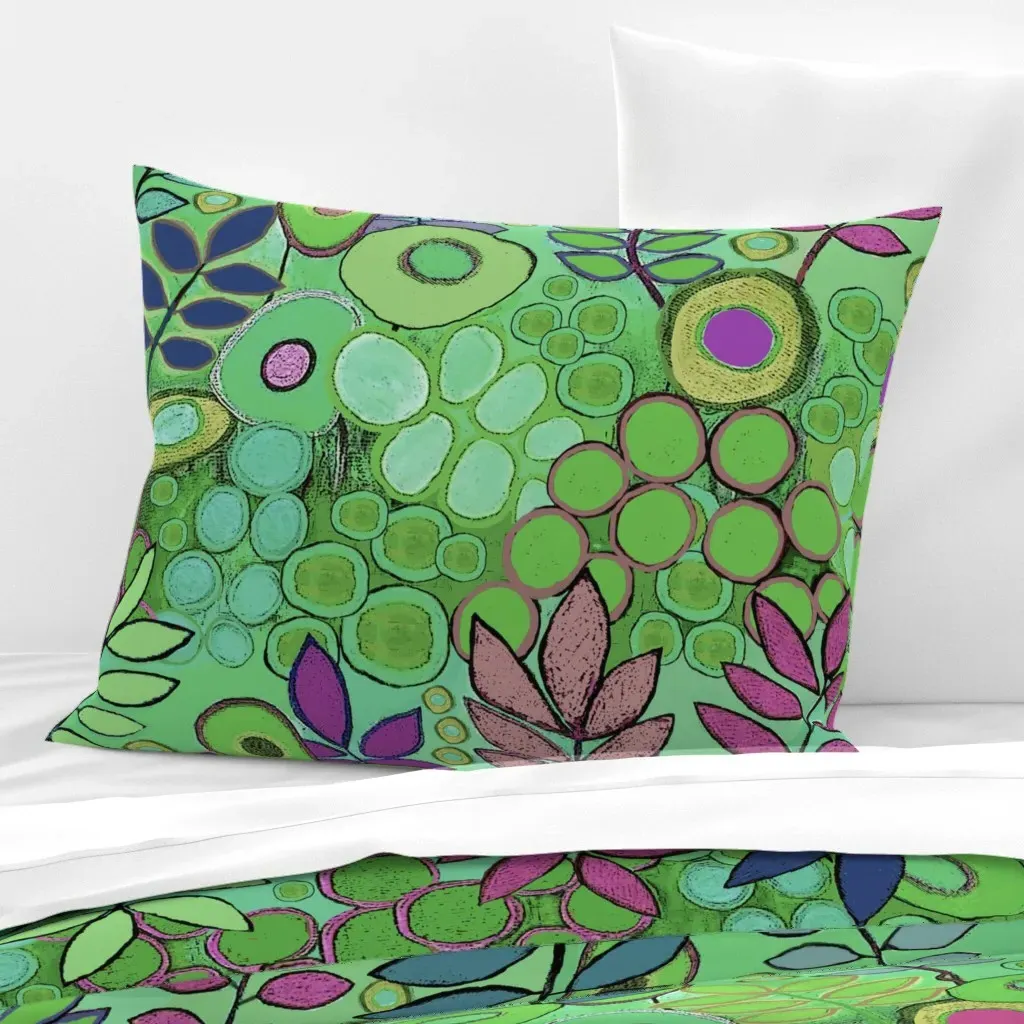 Arizona Garden Flowers Standard Knife Edge Pillow - Lime Green, Cotton Sateen product