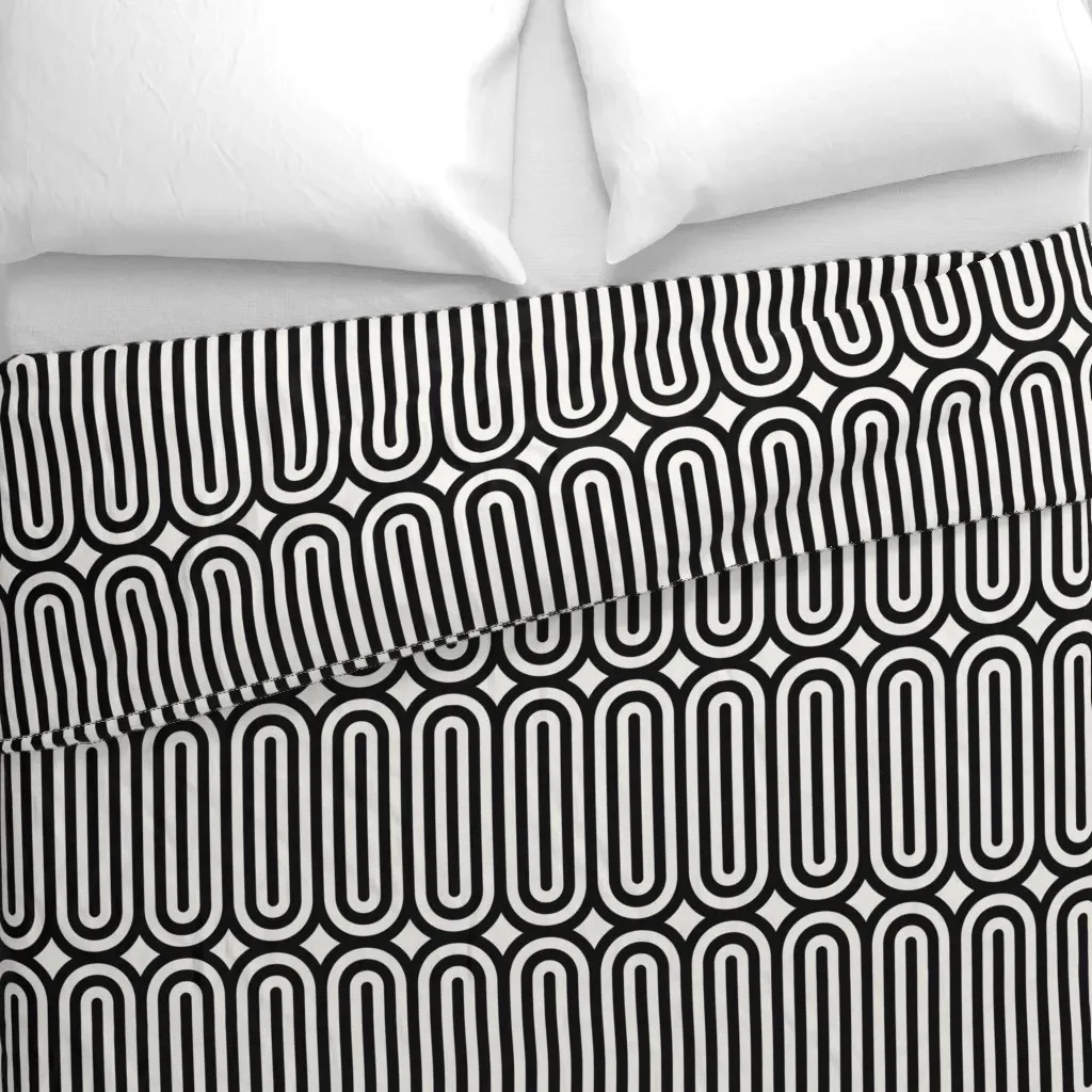 Around Geometric Duvet Cover - Black alternate view