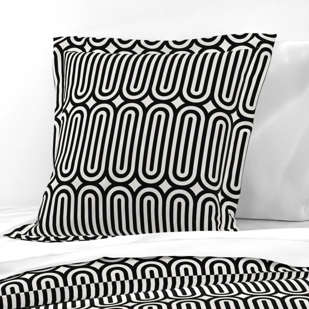 Around Geometric Euro Pillow Sham - Black, White product