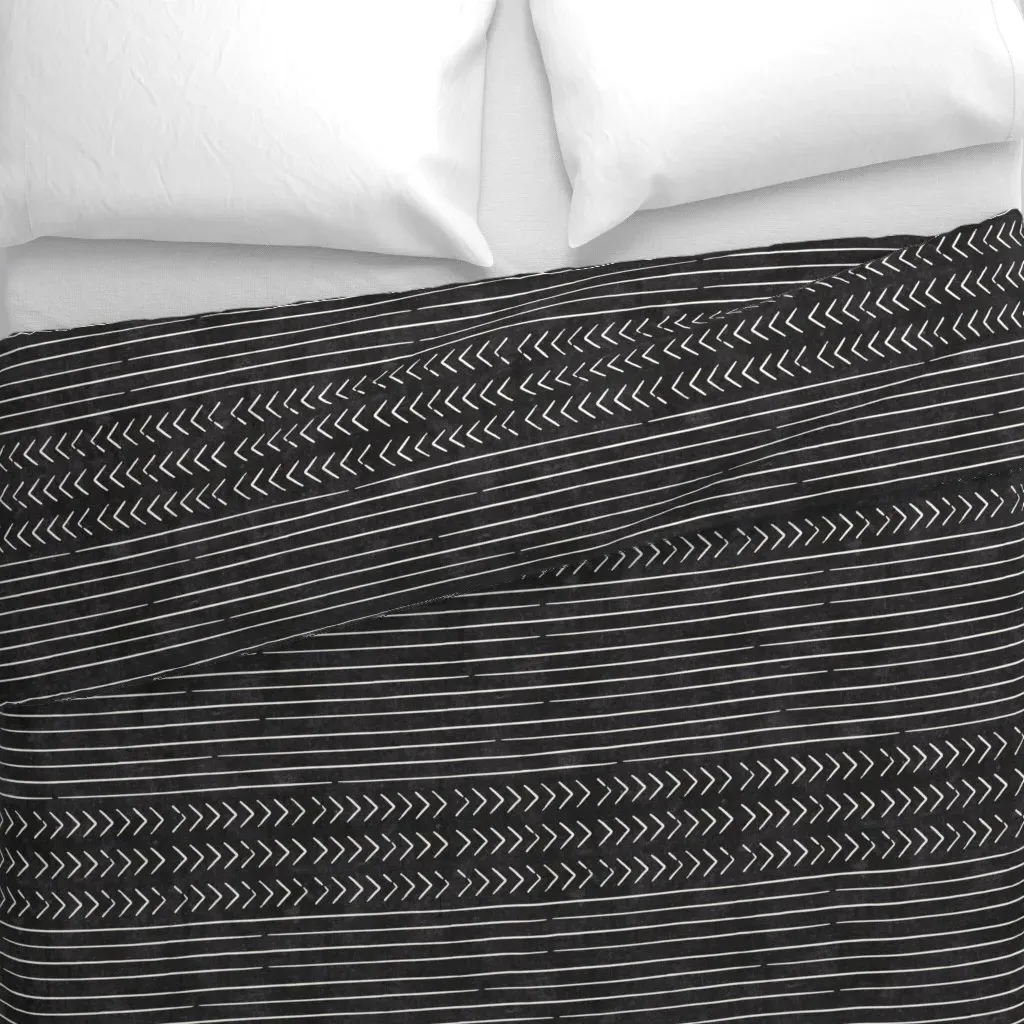 Arrow Stripes Cream On Inkwell Duvet Cover - Black alternate view