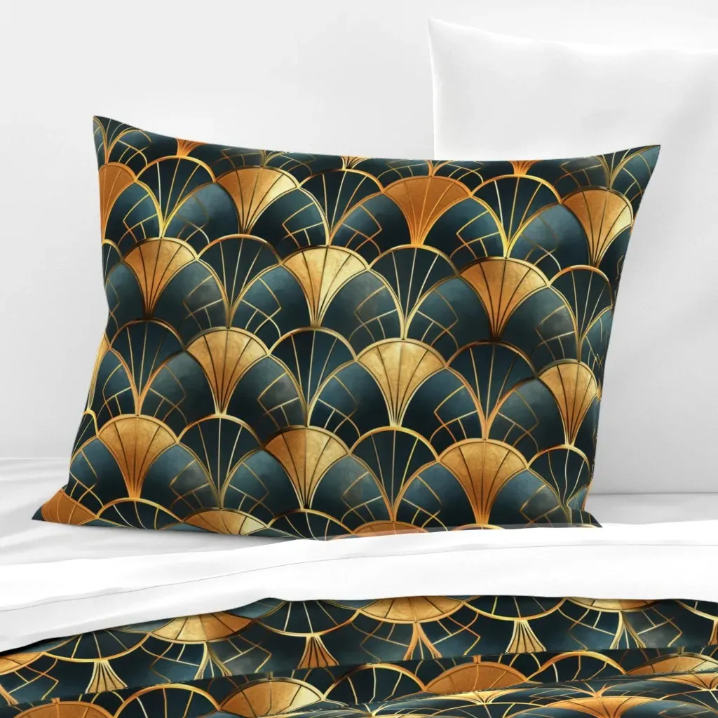Art Deco 17 Standard Knife Edge Pillow Cover - Gold, Cotton Sateen product
