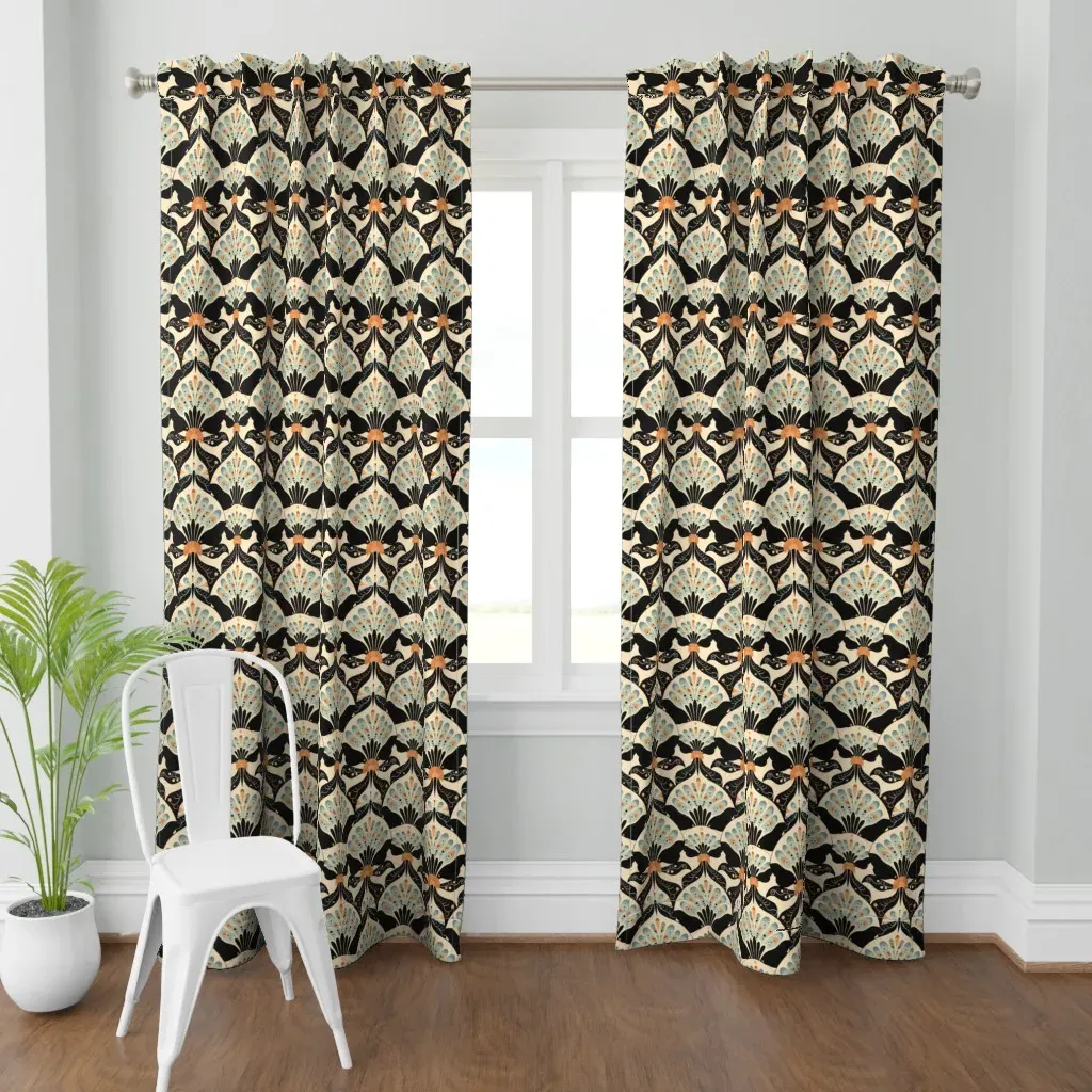 Art Deco Abstract Design Curtain Panel - Cream product