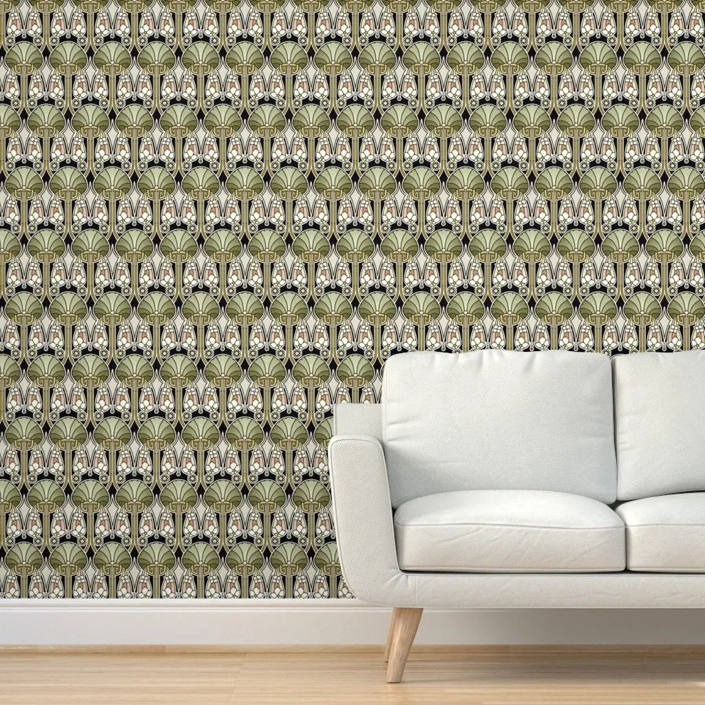 Art Deco Abstract Peel and Stick Wallpaper - Mellow Green product