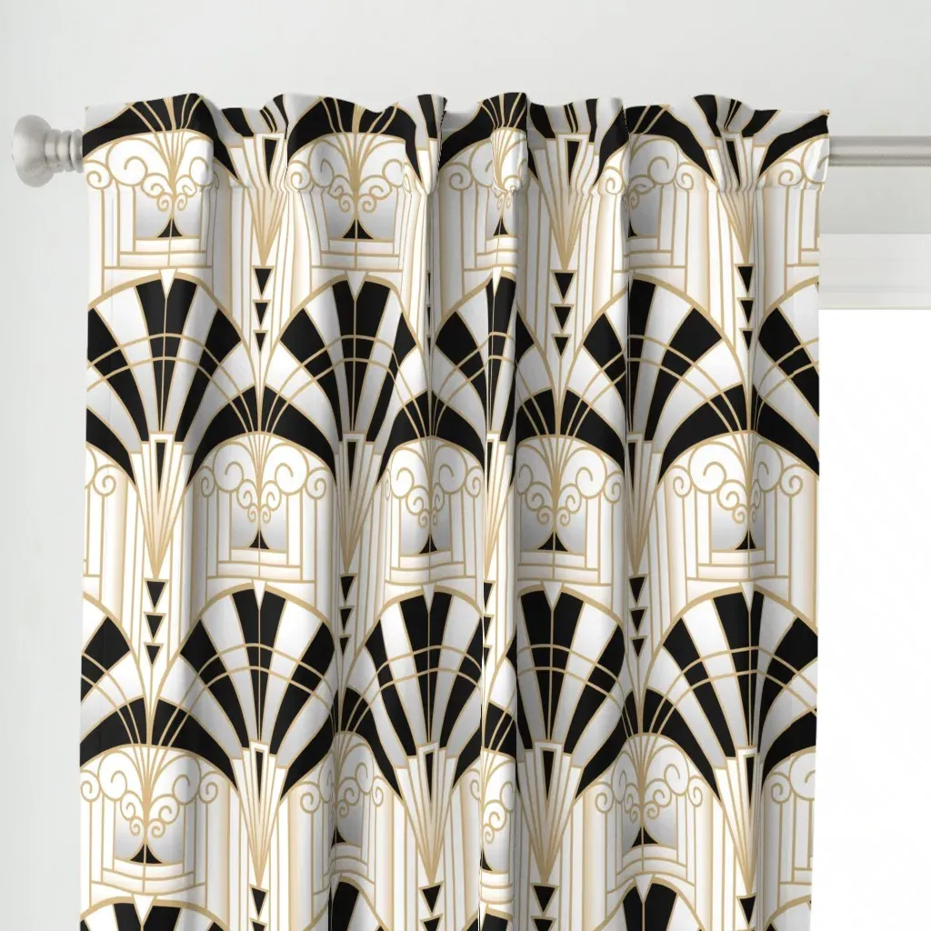 Art Deco Alcove Curtain Panel - Black alternate view