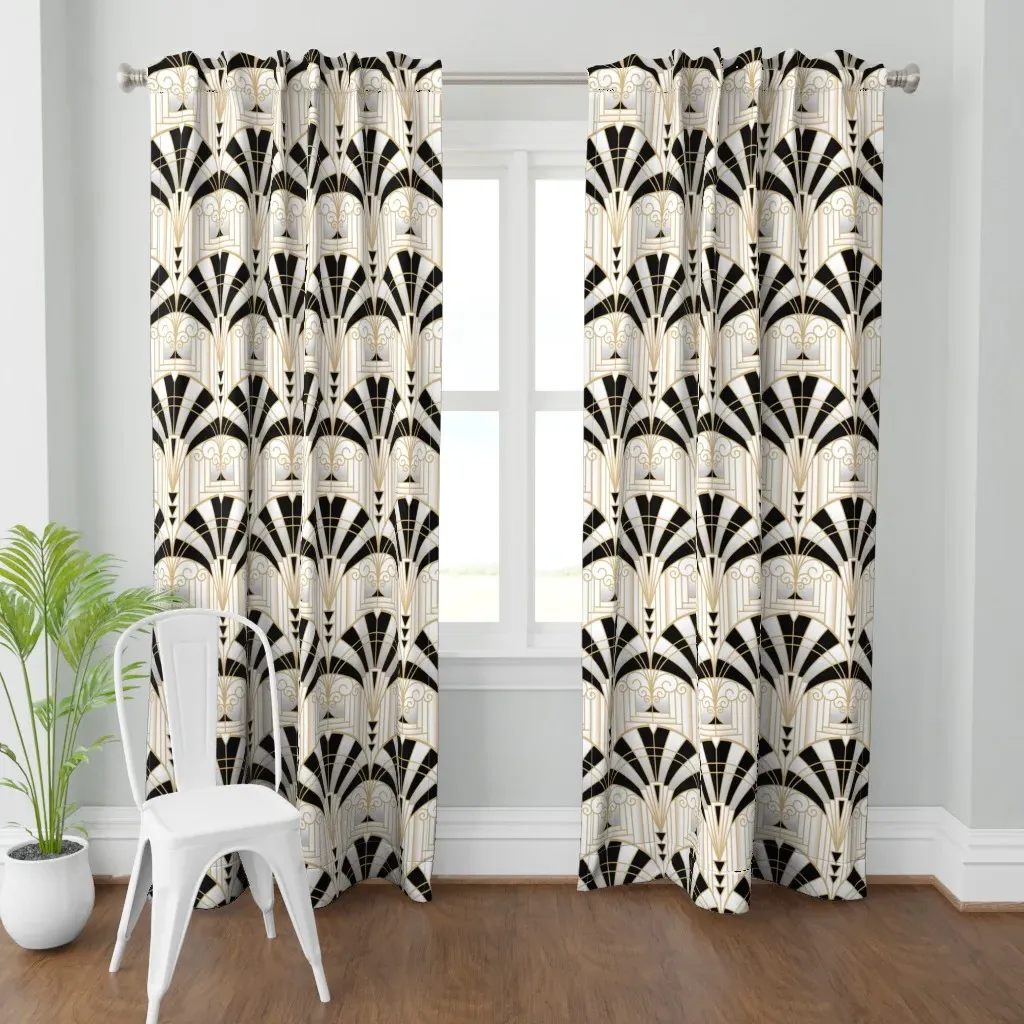 Art Deco Alcove Curtain Panel - Black product