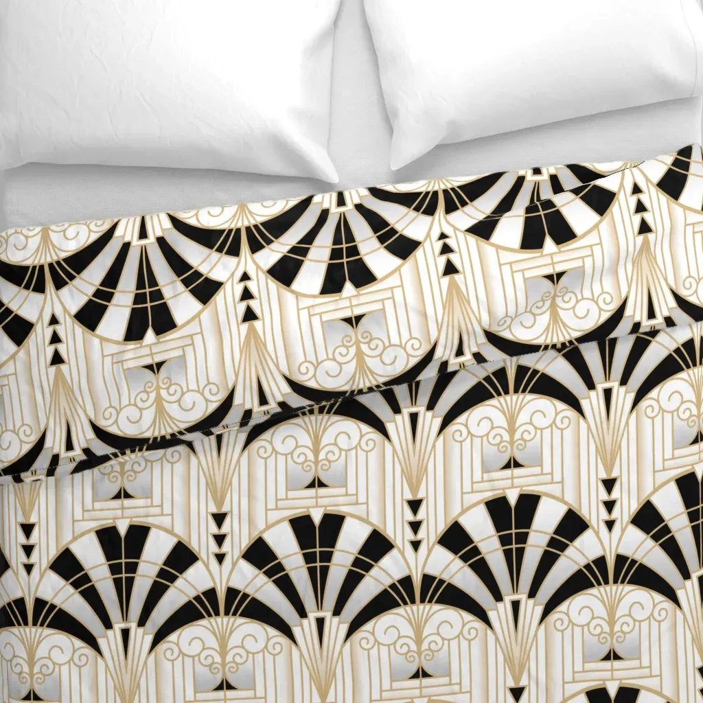 Art Deco Alcove Duvet Cover - Black alternate view