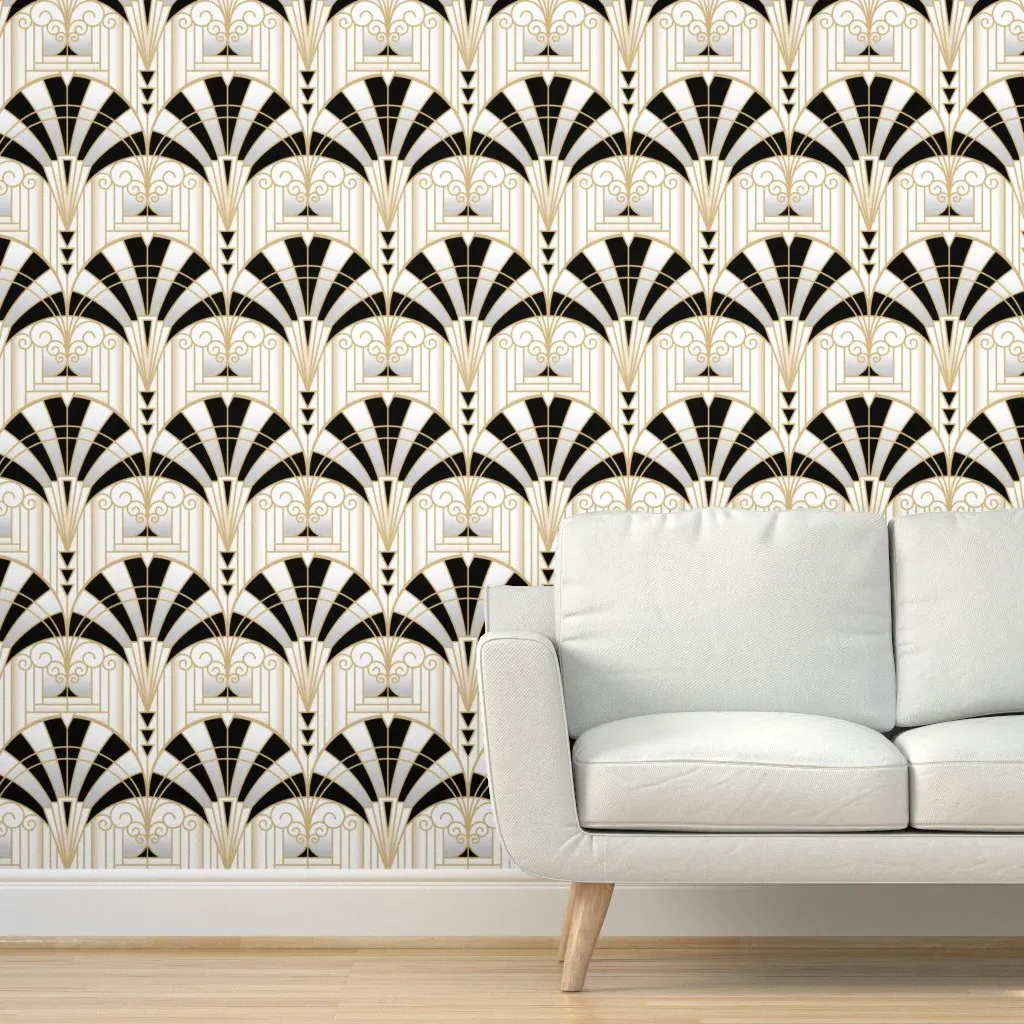 Art Deco Alcove Peel and Stick Wallpaper - Black product