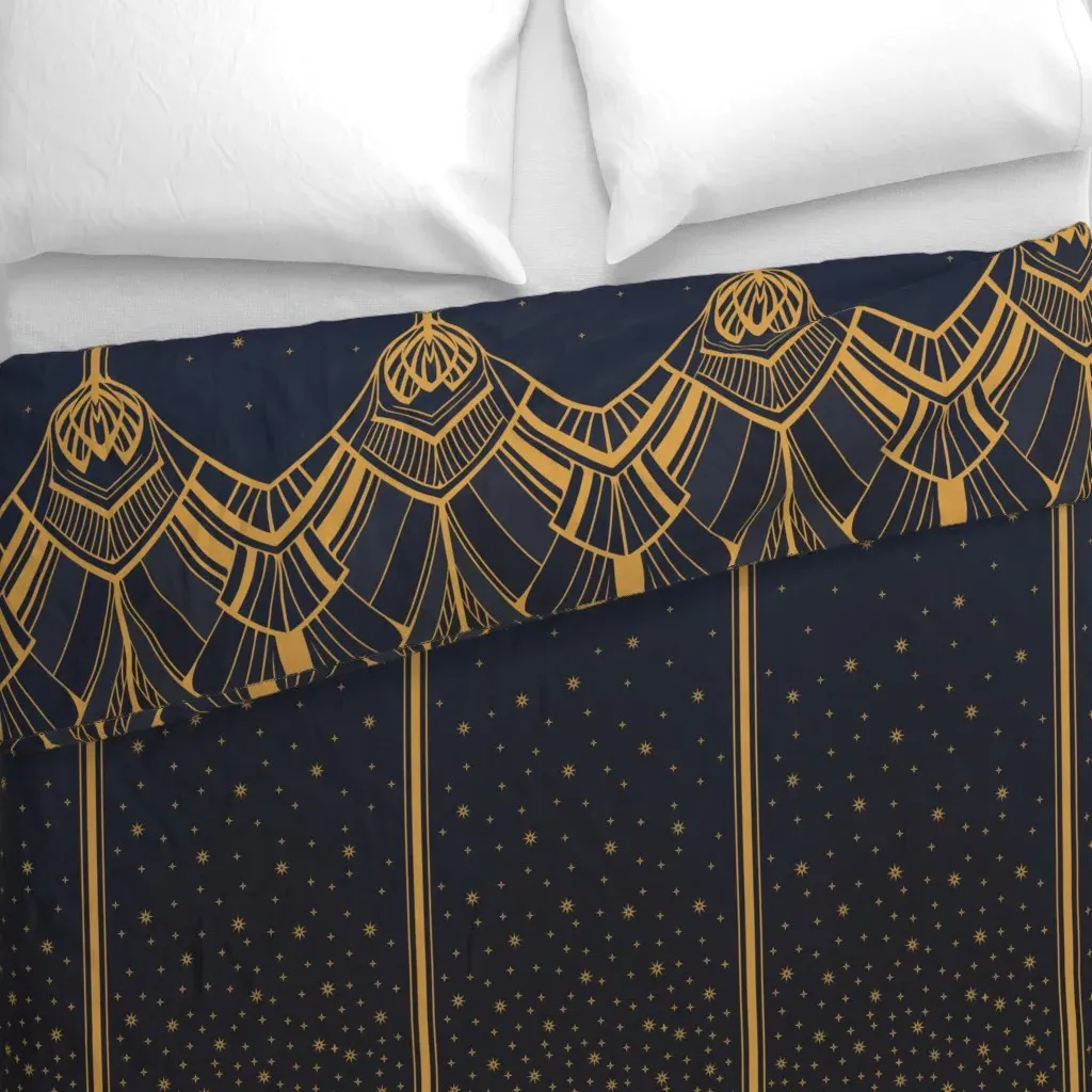 Art Deco Arch With Stars Duvet Cover - Gold alternate view