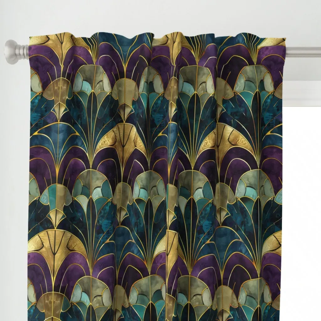 Art Deco Arches Curtain Panel - Purple alternate view