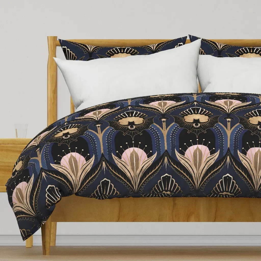 Art Deco Bats Duvet Cover - Navy Blue product