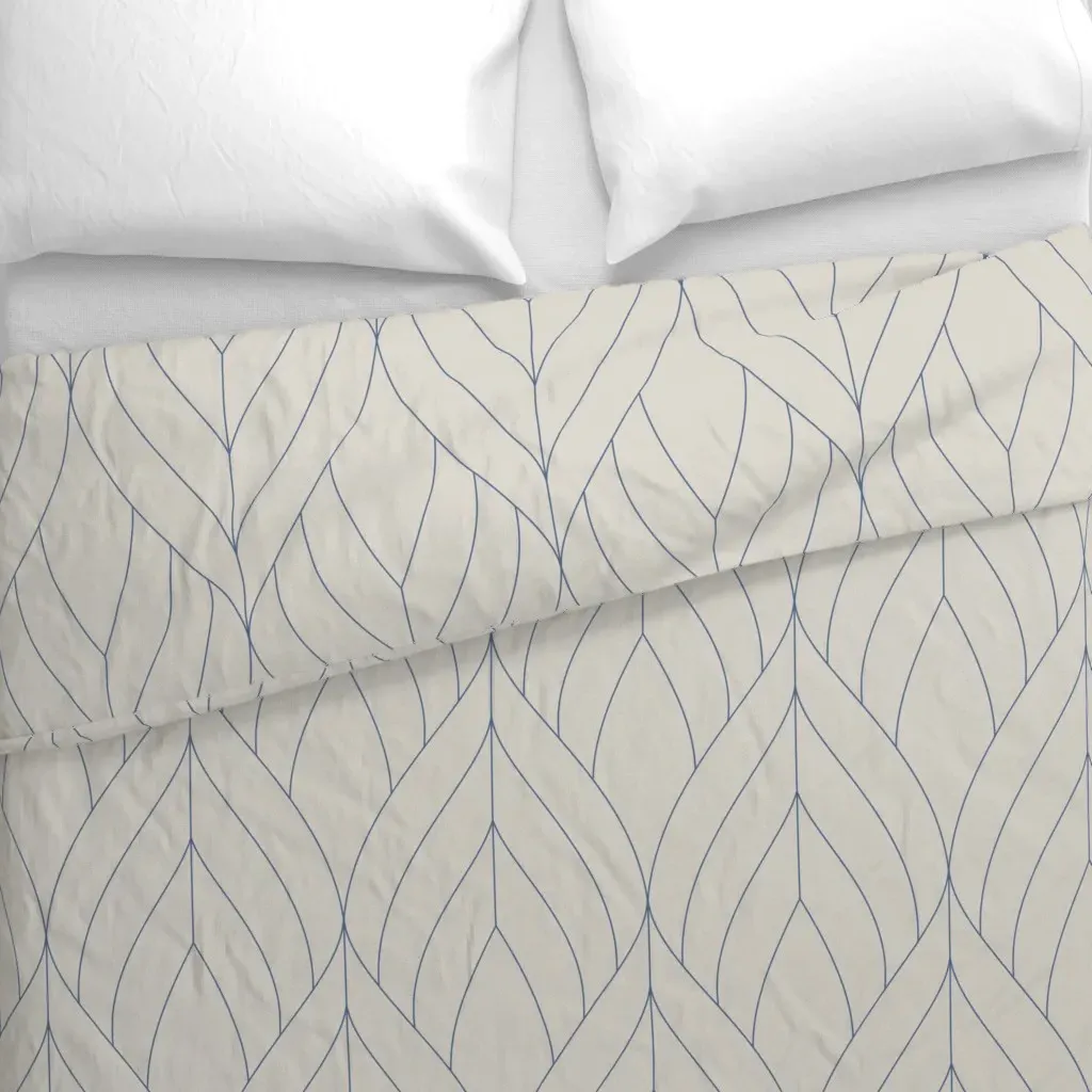 Art Deco Blossoms French Duvet Cover - Blue-Gray alternate view