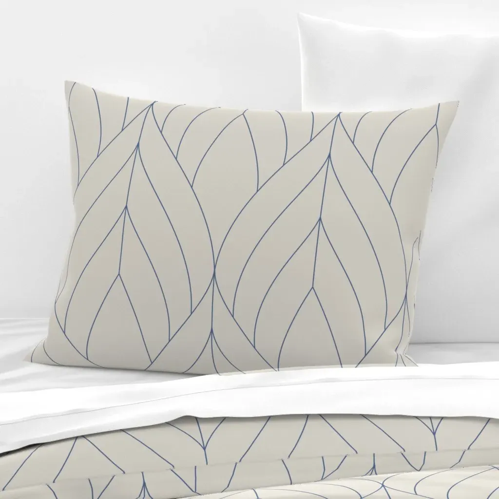 Art Deco Blossoms Standard Knife Edge Pillow - Blue-Gray, Cotton Sateen product