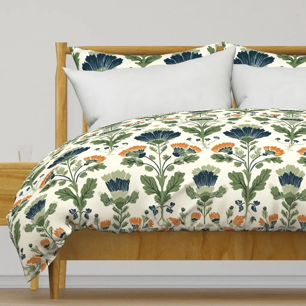 Art Deco Botanical Floral Duvet Cover - Green product
