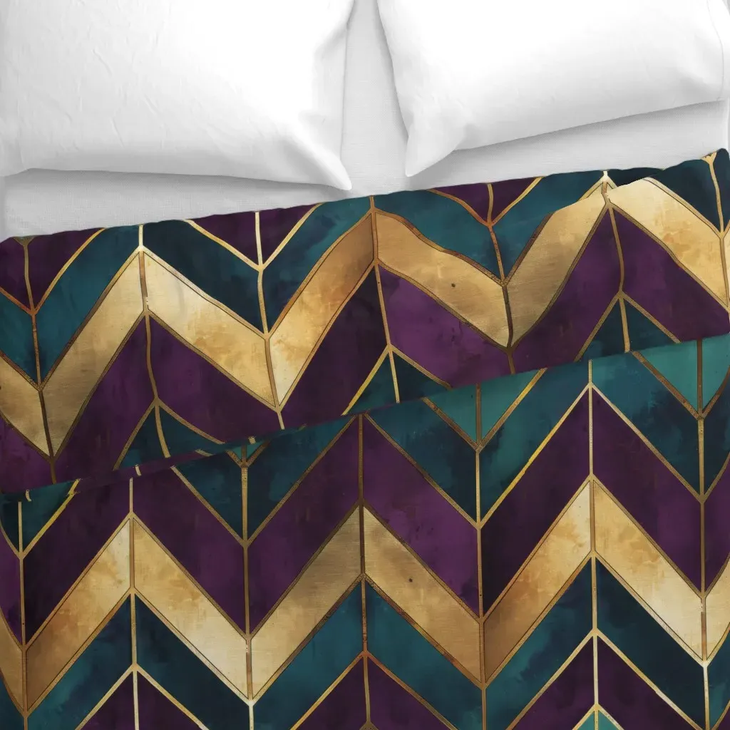 Art Deco Chevron Duvet Cover - Purple alternate view