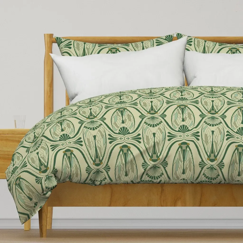 Art Deco Cicada in Jade Duvet Cover - Green product