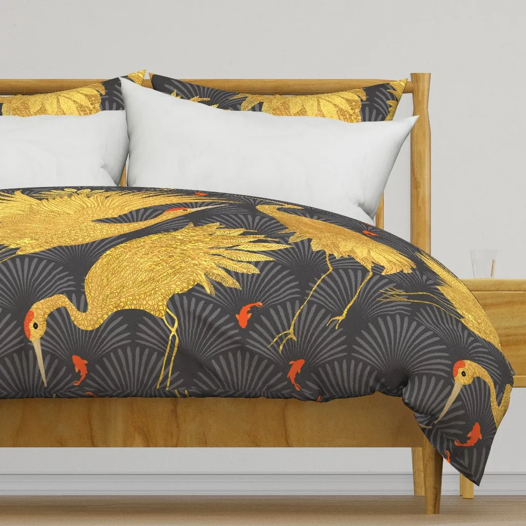 Art Deco Crane Marsh Large Duvet Cover - Gold product