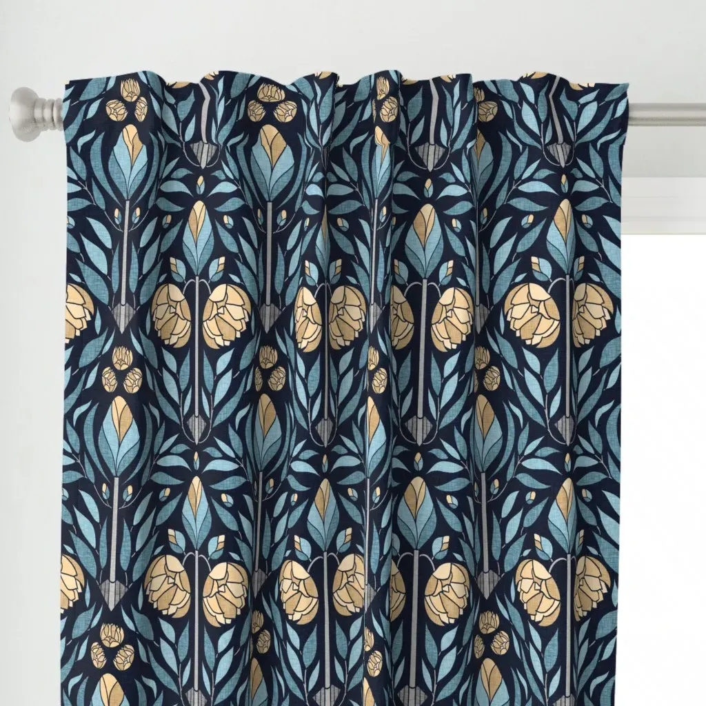 Art Deco Curtain Panel - Blue alternate view