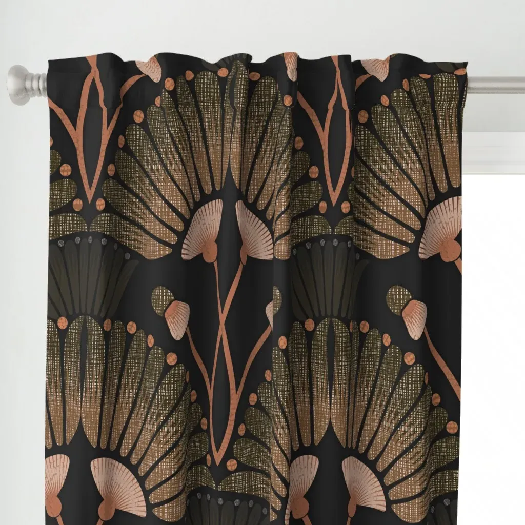 Art Deco Daisy Curtain Panel - Dusty Rose alternate view