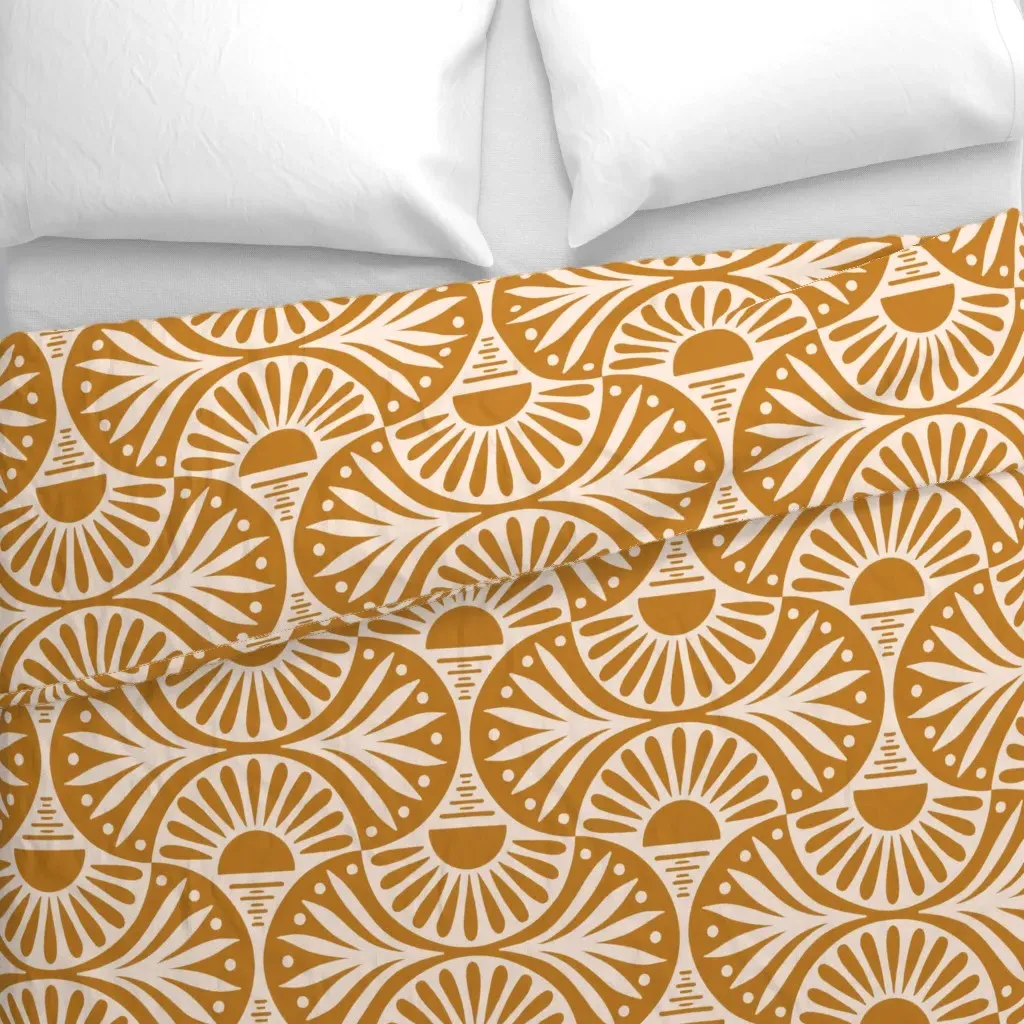 Art Deco Desert Sunset Duvet Cover - Mustard Yellow alternate view