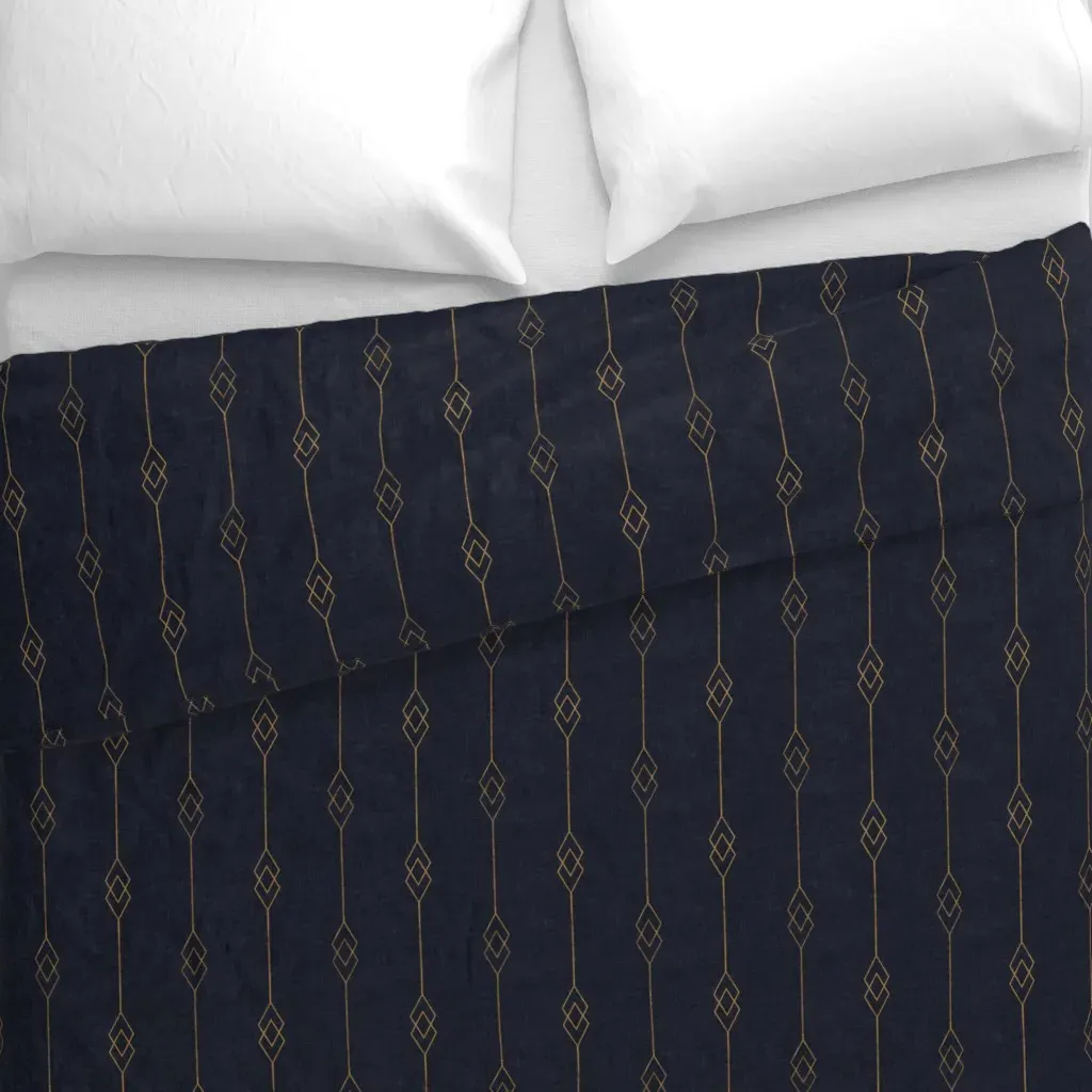 Art Deco Diamond Duvet Cover - Navy Blue alternate view
