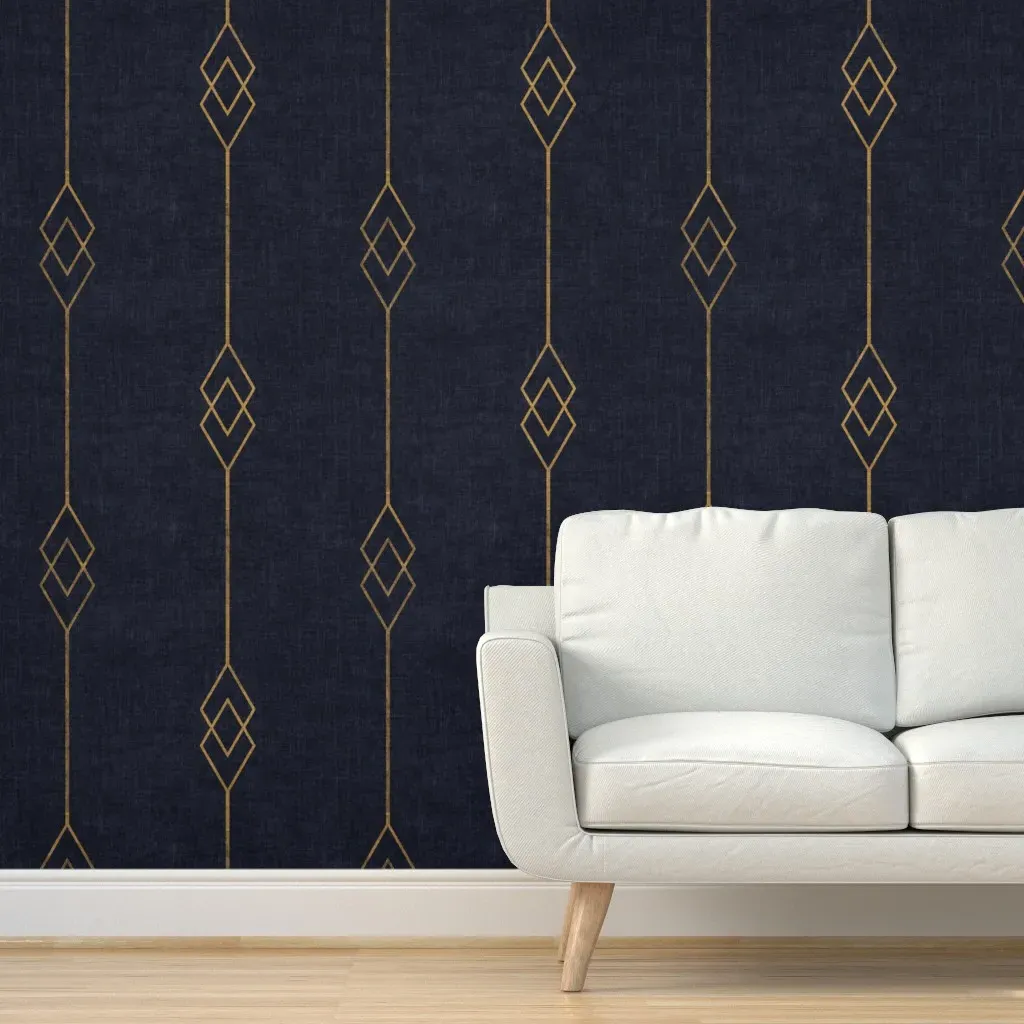 Art Deco Diamond Stripe Peel and Stick Wallpaper - Gold product