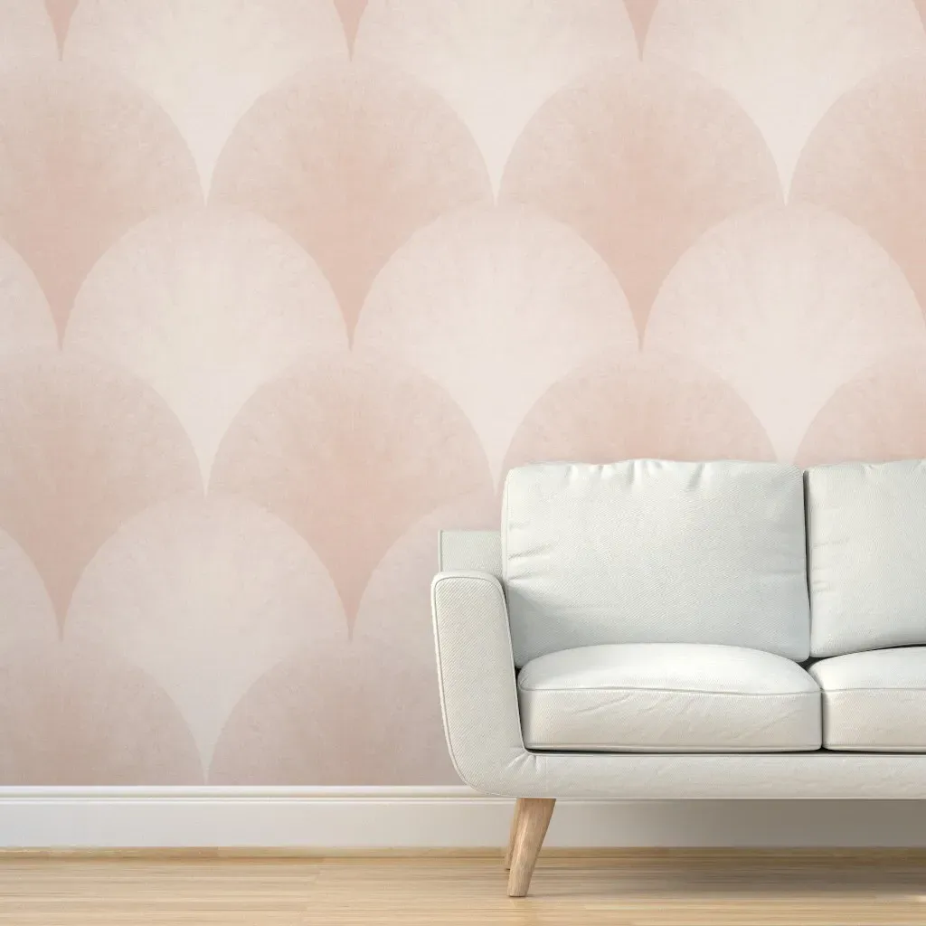 Art Deco Fan Scallop Peel and Stick Wallpaper - Blush Pink product