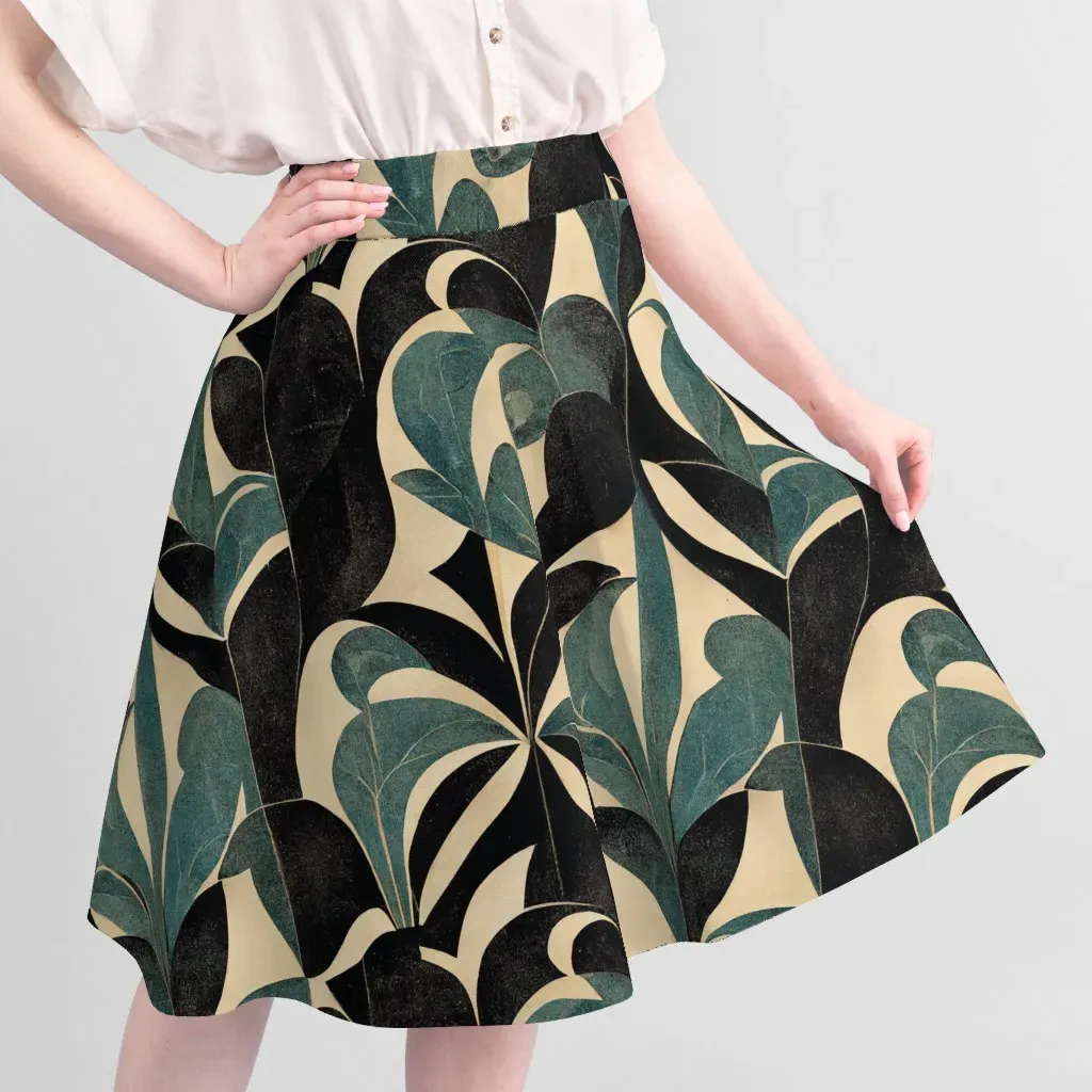 Art Deco Fancy Leaf II Pique Fabric by the Yard - Teal alternate view