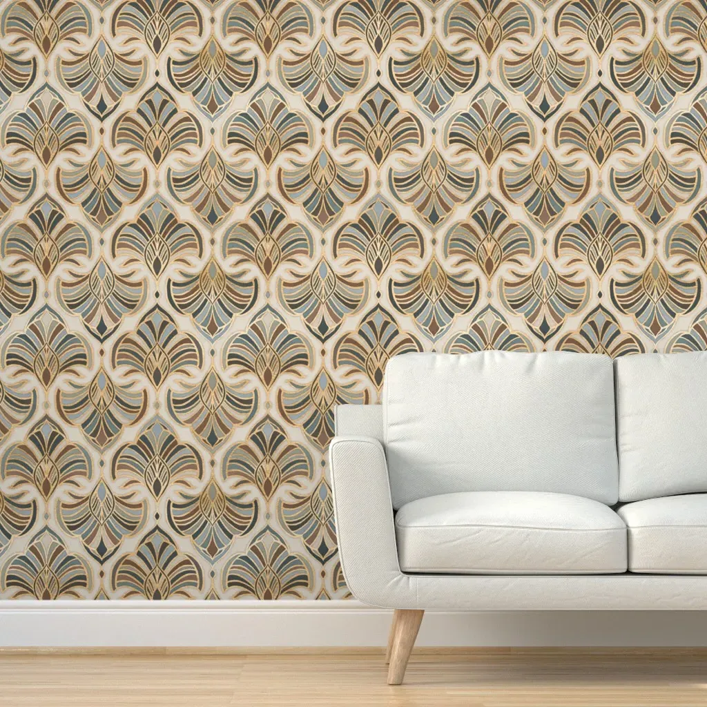 Art Deco Fans Peel and Stick Wallpaper - Bronze Gold product