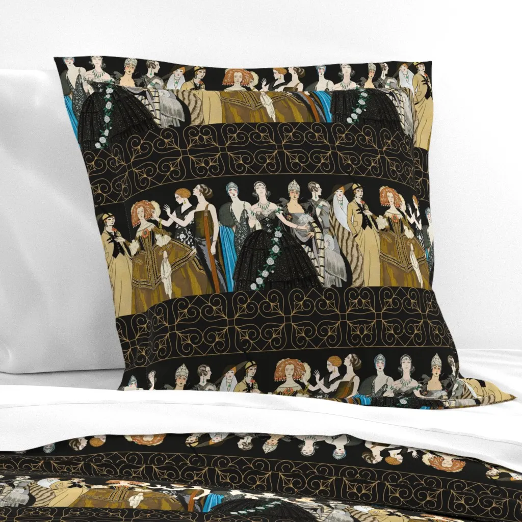 Art Deco Fashion Euro Pillow Sham - Black product