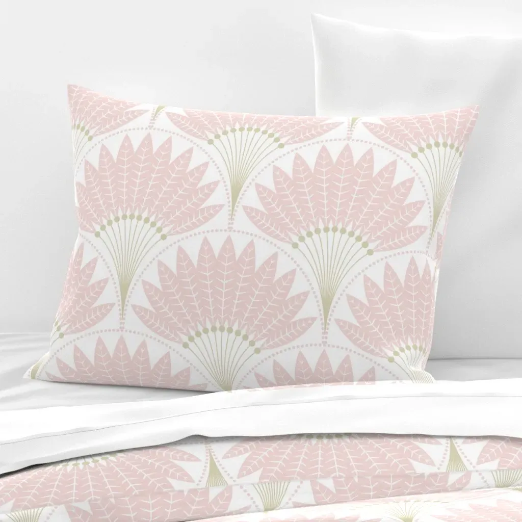 Art Deco Feather Fan Standard Knife Edge Cushion - Pink, Cotton Sateen product