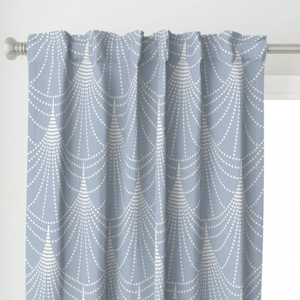 Art Deco Fish Scale L-Shaped Curtain Panel - White alternate view