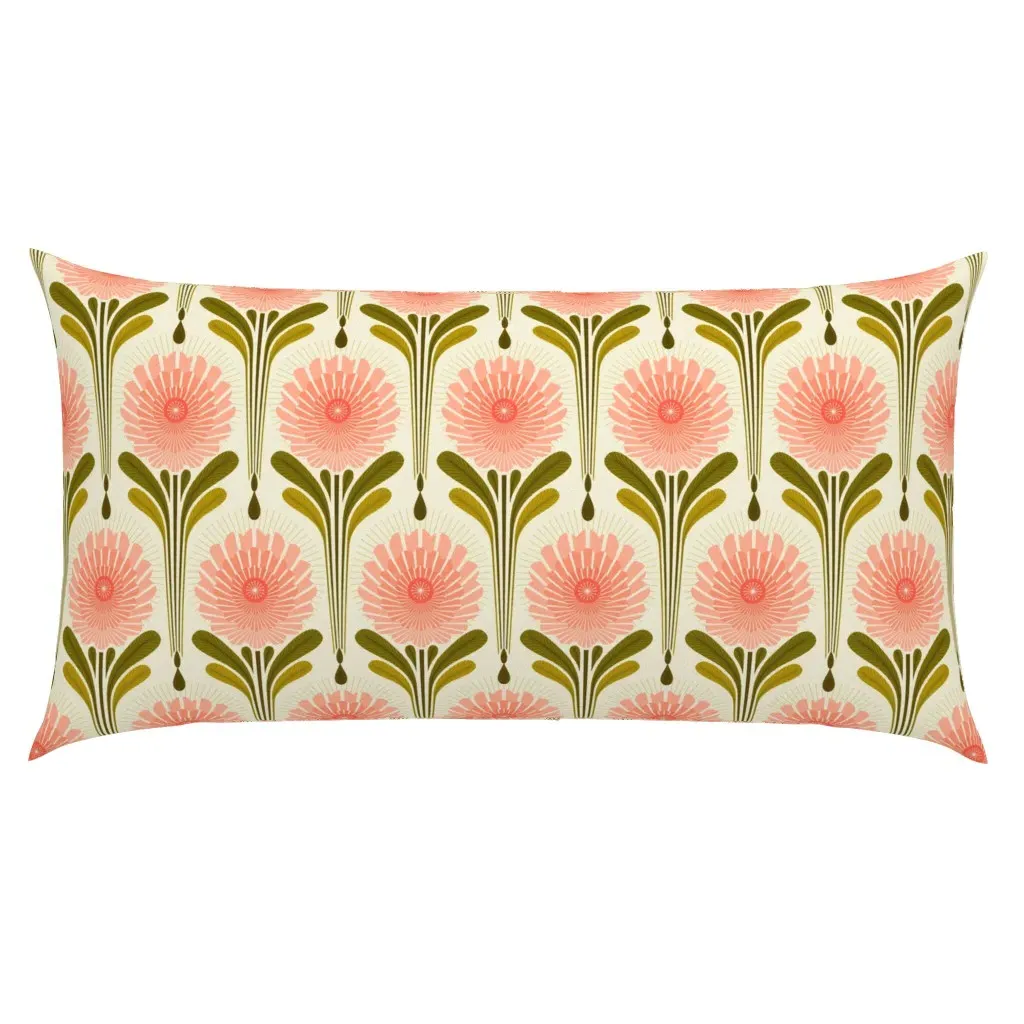 Art Deco Flowers King Size Pillow Sham - Coral Pink product