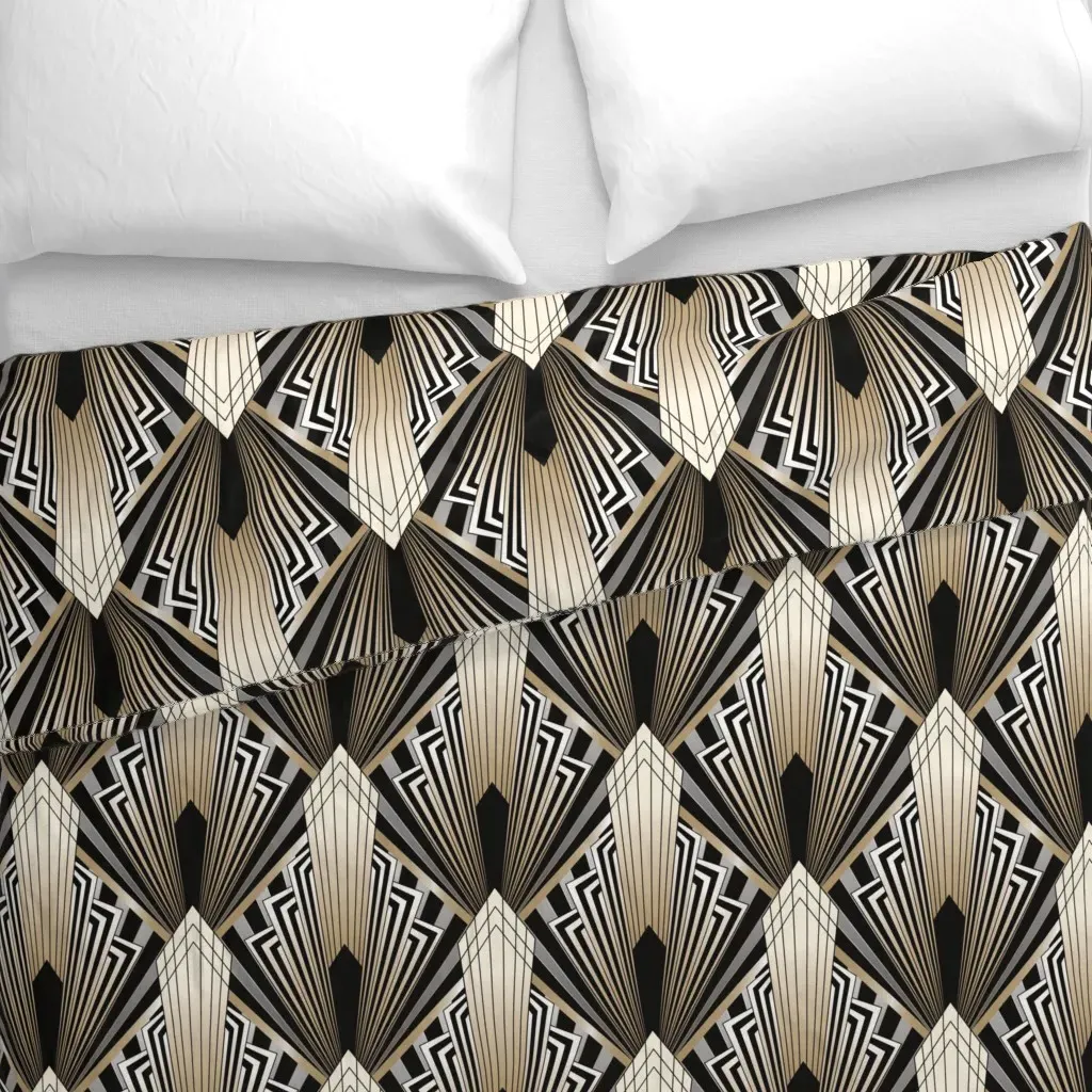 Art Deco Geometric Duvet Cover - Gold alternate view
