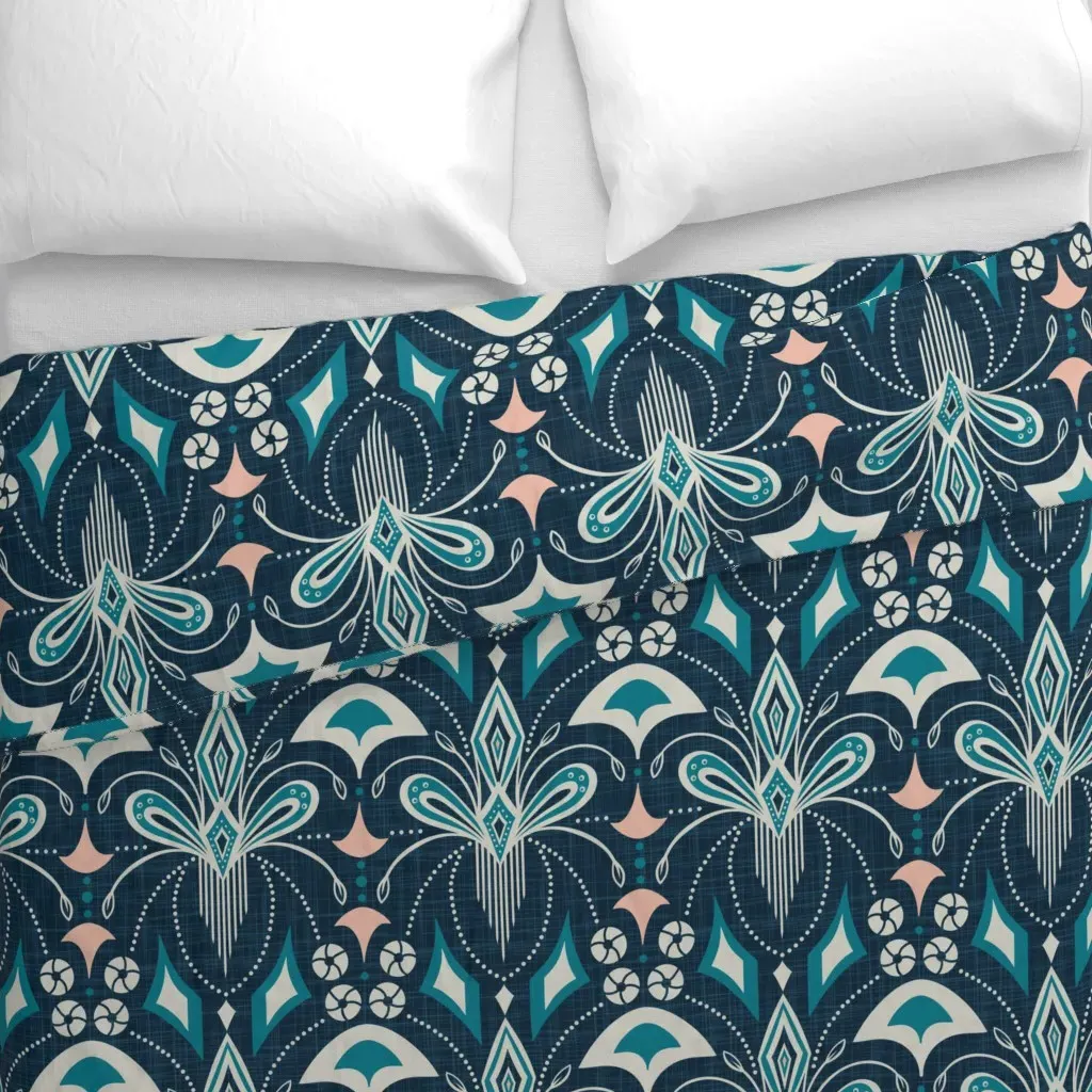 Art Deco Geometric Duvet Cover - Teal alternate view