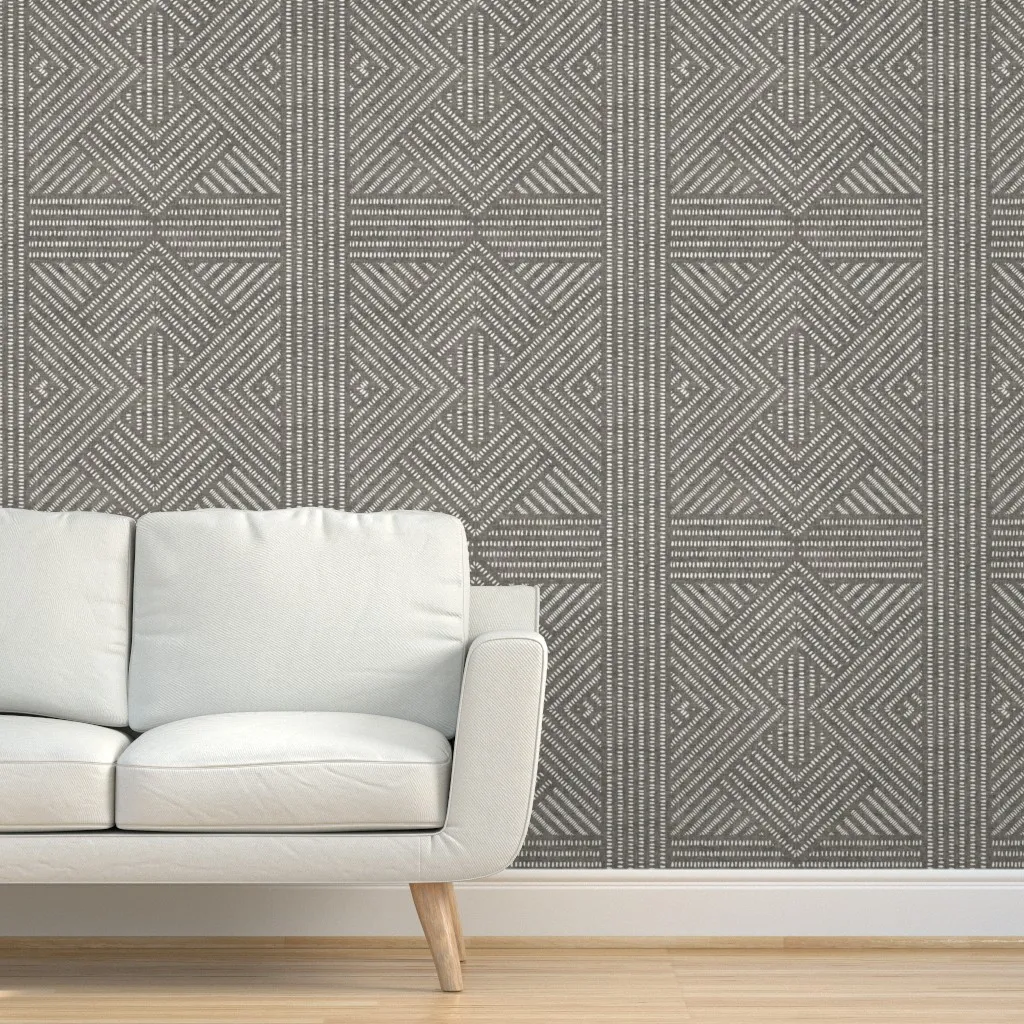 Art Deco Geometric Lines Peel and Stick Wallpaper - Charcoal Gray product
