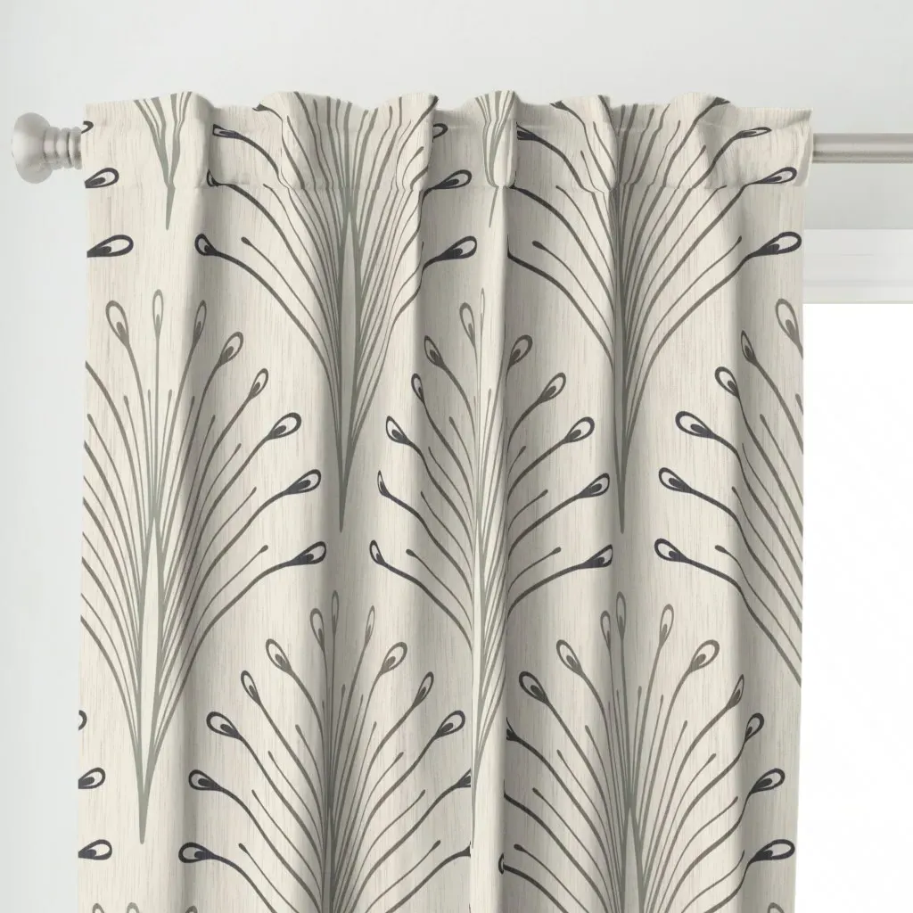 Art Deco Glam Peacock Curtain Panel - Beige alternate view