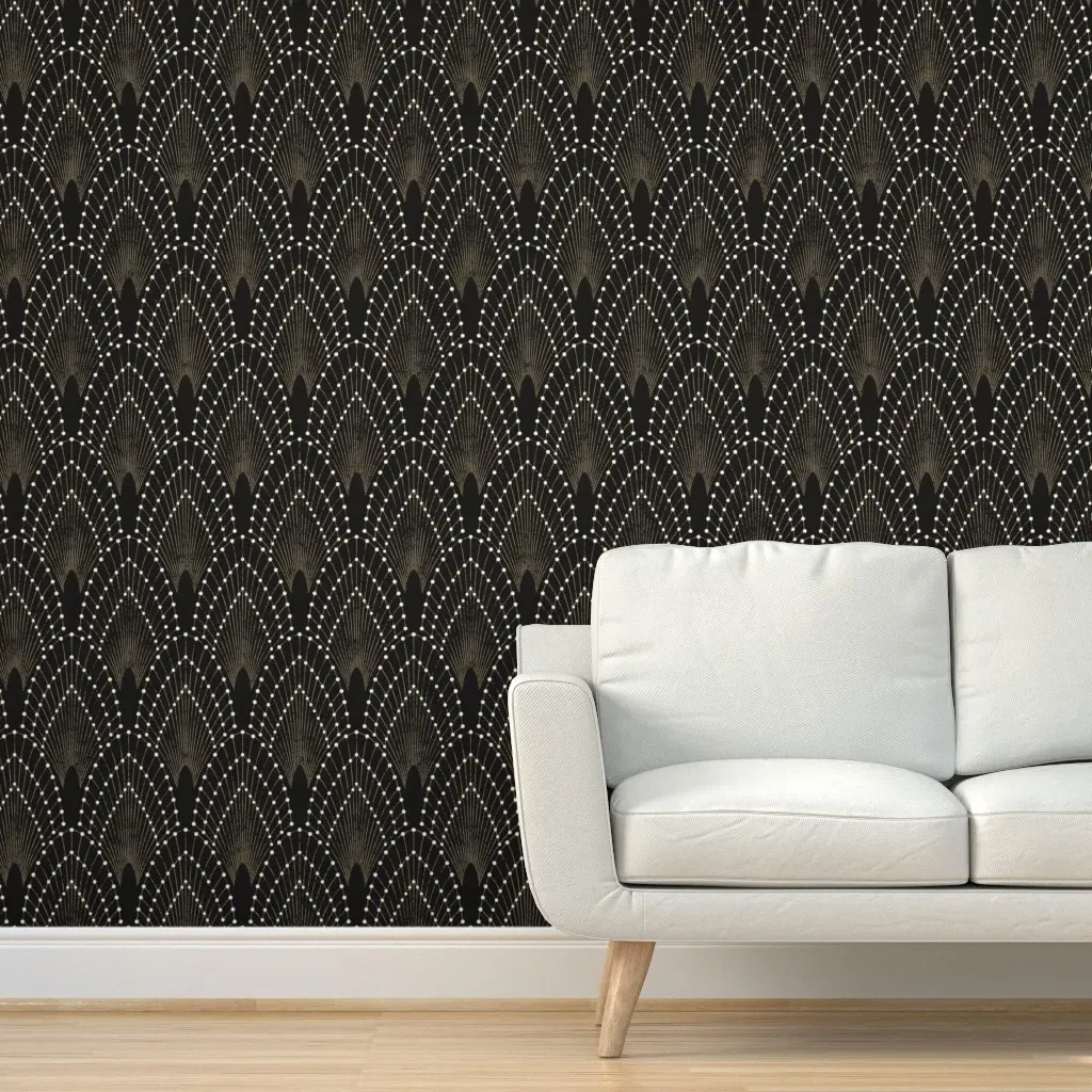 Art Deco Glam Peel and Stick Wallpaper - Black product