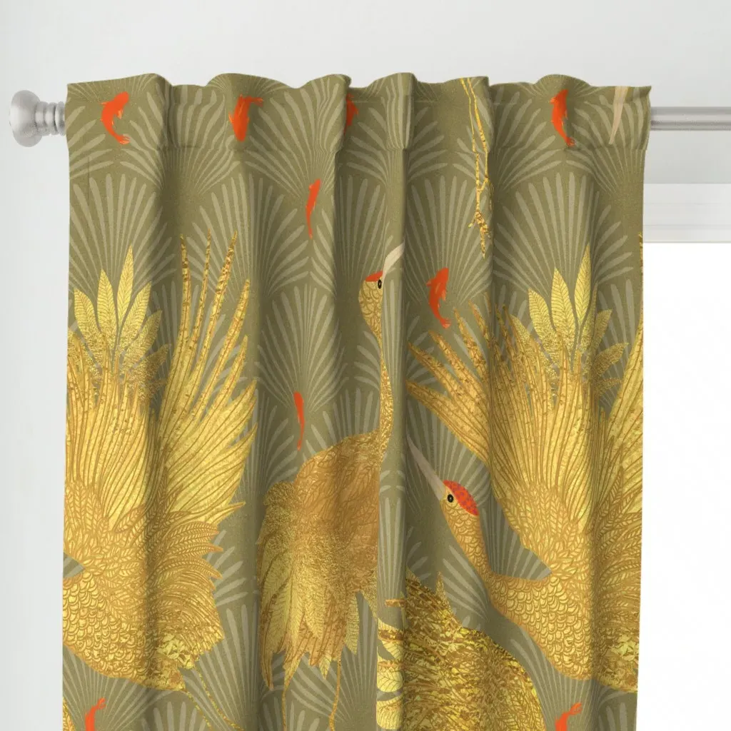 Art Deco Golden Japanese Curtain Panel - Gold alternate view